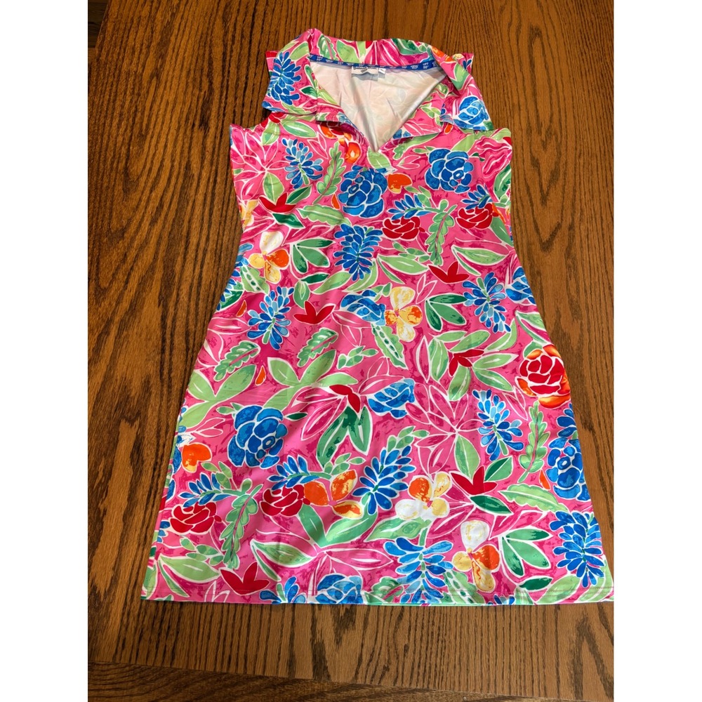 Banana Boat Womens XL Pink Tropical Floral UPF 50+ Sleeveless Pocket Shift Dress